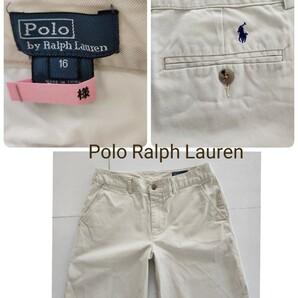 送料無料★即決★定価8680円★Polo Ralph Lauren ラルフローレン チノベージュホースマークコットン ハーフパンツ BOYS16 165cm相当 