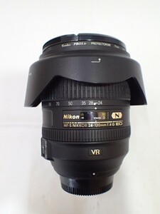 k4064 / 一眼レフ フィルム カメラ レンズ Nikon N AF-S NIKKOR 24-120mm 1:4G ED VR Kenko PRO1D 77mm HB-53 現状品