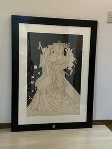 Art Auction Used Yoshitaka Amano [Lover] Painting Extra Large Art★Illustration Autographed/Interior Wall Hanging Art 32/100, artwork, painting, others