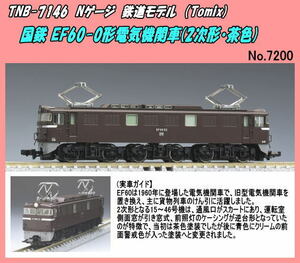 TNB-7146(N) National Railways EF60-0 shape electric locomotive (2 next shape * tea color )(Tomix)