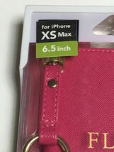 匿名送料込 iPhoneXsMax用フリップ カバー お洒落 ケース 可愛い ピンク ストラップ カードポケット アイホン アイフォーンXSマックス/UC6_画像2