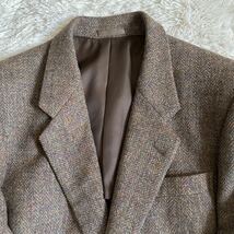 希少 XL Harris Tweed ハリスツイード メンズ スーツセットアップ ヘリンボーン シングル 茶色 ブラウン ツイード 背広 2B 結婚式 パーティ_画像6