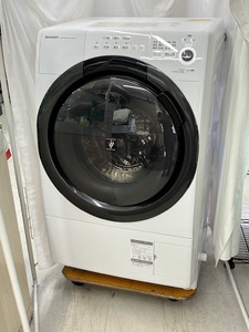 シャープ◆左開き ドラム式洗濯機 2021年製 ES-S7F-WF【動作確認済み 状態良好】洗濯7kg/乾燥3.5kg プラズマクラスター除菌