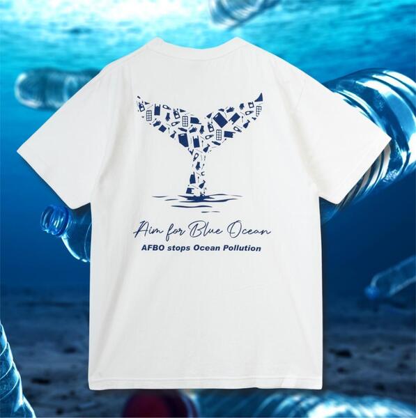 クジラTシャツ tシャツ クジラ 海 海洋汚染 AFBO Lサイズ ビーチクリーン