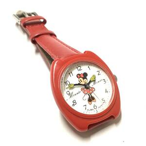 [ очень редкий! ремень & батарейка заменена ] Seiko Alba SEIKO ALBA Disney время переиздание Minnie Mouse наручные часы герой часы 