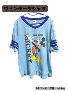 ヴィンテージ Tシャツ ミッキーマウス USA製 Mickey Disney Tシャツメンズ リンガーTシャツ ディズニー