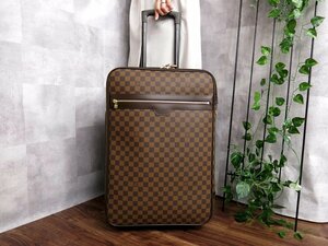 超美品●LOUIS VUITTON ルイ・ヴィトン●ダミエ ペガス55●PVC カーフ レザー 本革●キャリーケース●茶 こげ茶 ベージュ●G金具●Js39195