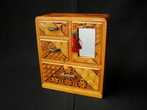 寄木細工 たんす型 小物入れ 箪笥 ジュエリーボックス USED 昭和 レトロ