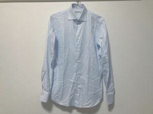 GUY ROVER ギローバー カッタウェイストライプドレスシャツ 38/15 白青 美品