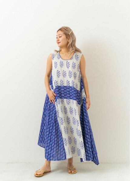 Cozue Anzai × ne Quittez pas Combination Ethnic Print Nsv Dress 