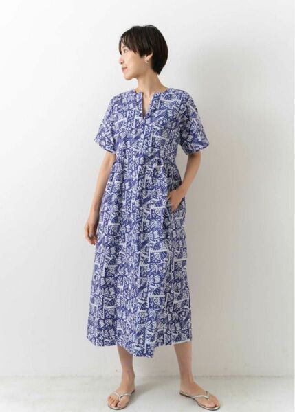 mala KALANCHOE Poplin Stripe Block Print Short Sleeve Dress 