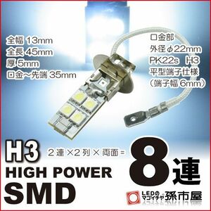 LED 孫市屋 H308-W H3-ハイパワーSMD8連-白