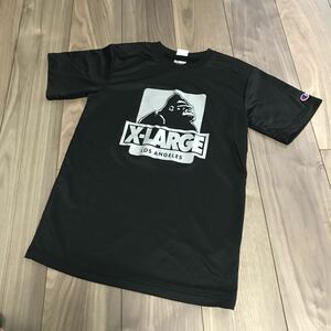 A★未使用★X-LARGE エクストララージ Champion チャンピオン 半袖 Tシャツ メンズ S ／ レディース ML ／黒 速乾 クール ドライ ブラック