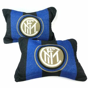 【新品未使用】 インターミラノ インテル 車用 ヘッドレスト 2個セット クッション INTER MILAN 30X18cm