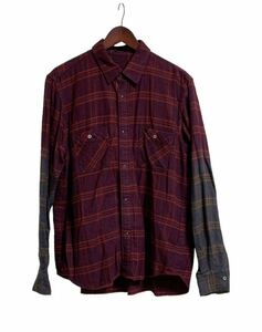 Sacai Check Shirt サカイ　チェック　シャツ　サイズ1 バーガンディ/グレー　袖切り替え 2018AW