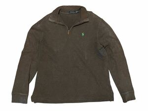 美品 POLO RALPH LAUREN ポロラルフローレン ハーフジップ スウェット ダークブラウン 長袖 トレーナー メンズ M/175/96A