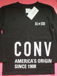 新品 140 コンバース 長袖Tシャツ 黒 オールスター 胸ロゴ刺繍 男の子 春物 130cm～ CONVERSE ALL STAR スポーツブランド 送料無料