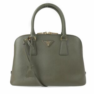 PRADA＊極美品SAFFIANO LUX サフィアーノバッグ MILITARE オリーブグリーン カーキ×ゴールド 1BA837