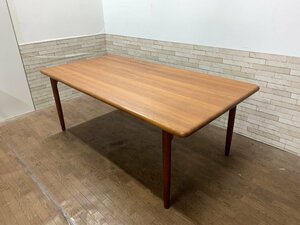 デンマーク製 ダイニングテーブル 食卓 机 6人掛け 196cm幅 作業台 大きい チーク材 デンマーク製 北欧 ビンテージ（貝139）