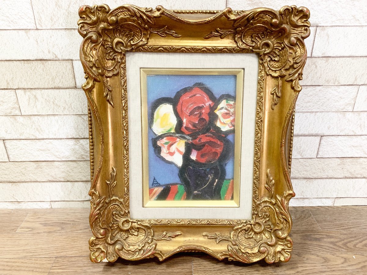 Tameyoshi Miyata Rose Painting Rose Flower Painting Oil Painting with Frame Mural Frame Painting Signed Signed Interior Goods Decoration Art SM Size Frame Dimensions 34 x 42 cm, painting, oil painting, still life painting