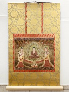 堀 史明 「佛画」仏陀 釈迦 掛け軸　掛軸　肉筆　真作　在銘　印有　箱　美術品　古美術 仏教