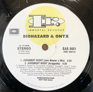 激レア 正規なし 倉庫出 1993 Biohazard & Onyx / Judgment Night Original US Promo 12 Immortal Records EAS 5651 Hardcore HipHop 絶版