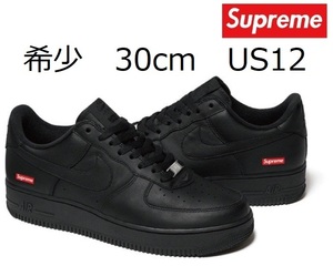 希少 30cm Supreme × NIKE Air Force 1 Low Black US12 シュプリーム ナイキ エアフォース 1 黒 Box Logo Sticker 付 Tee Tシャツ SB Dunk