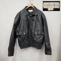 レザージャケット オーバーサイズ LLサイズ XL 2L NORTH BEACH LEATHER ※破れ有 本革 ビンテージ ライダース ブラック メンズ【140s1892】_画像1