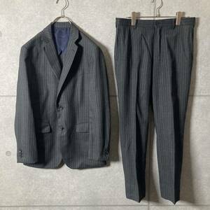 TAKEO KIKUCHI Takeo Kikuchi выставить костюм полоса шерсть 100% серый мужской 2 размер tailored jacket слаксы 