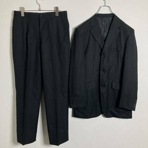 TAKEO KIKUCHI Takeo Kikuchi 3 деталь выставить костюм шерсть 100% полоса черный мужской 2 размер M соответствует 
