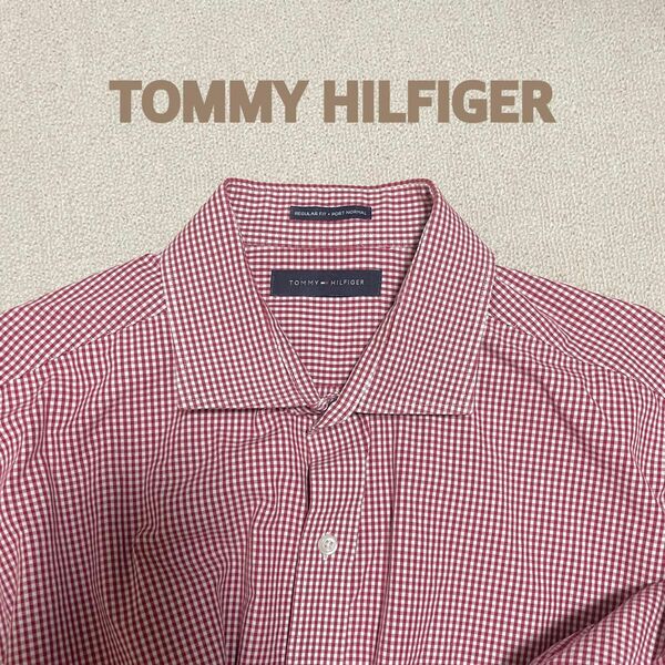 TOMMY HILFIGER 長袖　赤チェックシャツ　メンズSサイズ