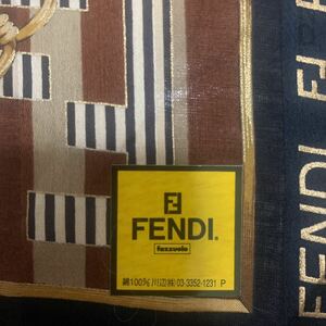 FENDI フェンディ 大判ハンカチ ズッカ柄 ヒョウ柄 ストライプ 58×58