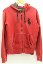 Polo by Ralph Lauren メンズジップパーカー S エルボーパッチ付きジップパーカー S 黒 ブラック 赤 レッド ビッグポニー【中古】_画像1