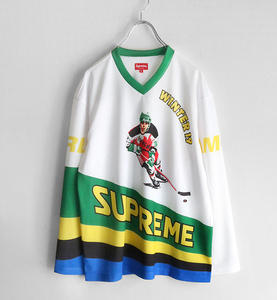 【送料無料】新品 SUPREME シュプリーム ◆ホッケーシャツ (白 Mサイズ) 19AW Crossover Hockey Jersey Tシャツ メッシュ◆WX10