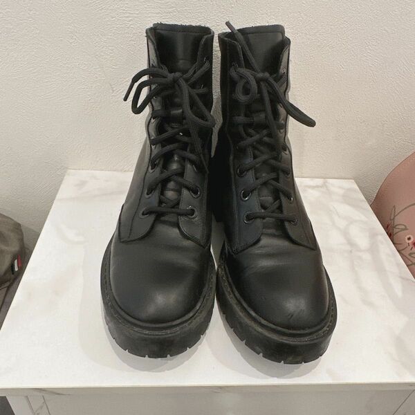 KENZO PIKE BOOTS size 40 レースアップ　本革　レザーブーツ　サイドジップ　Made in Italy