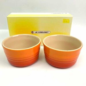 e)ルクルーゼ LE CREUSET ラムカン Ｌ オレンジ ペア 2個セット 洋食器 ※未使用/展示品 箱有り 箱ヤケ/汚れ有り