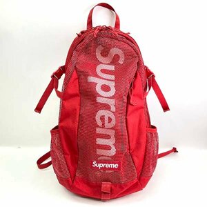 ｔ）シュプリーム Supreme バックパック 赤 レッド メッシュ ロゴ リュックサック 鞄 ブランド品 中古 ※内側汚れ有り におい有り