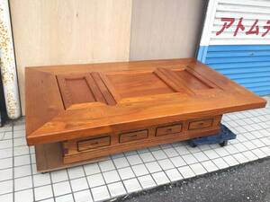 特大 囲炉裏 148×88×36.5cm 座敷机 座卓 和家具 ローテーブル レトロ 古民家 茶道具 古道具 囲炉裏テーブル 木製 長火鉢