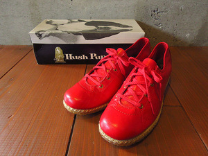 ビンテージ70’s●DEADSTOCK Hush Puppiesレザーシューズ赤size 7 1/2 M●230902k6-w-snk-245cm 1970sデッドストックレディース