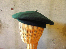 ビンテージ60’s70’s●Beret Basqueウールベレー帽緑●230930k7-m-cp-ber 1960s1970s古着メンズファッション小物_画像1