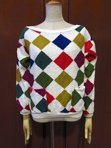  Vintage ~70's* lady's diamond pattern pie ru sweat *230913c9-w-sws 1970s old clothes tops long sleeve sweatshirt 