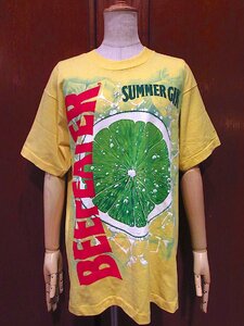 ビンテージ80's●DEADSTOCK BEEFEATER THE SUMMER GINプリントTシャツ黄size L●230929c5-m-tsh-ot 1980s半袖トップスメンズ