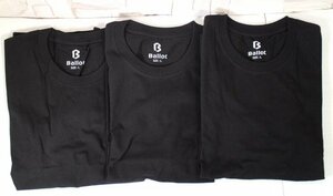 16 00360 ☆ [Ballot] Tシャツ 無地 半袖 肉厚生地 アンダーシャツ 綿100％ 3枚組 (L, ブラック)【アウトレット品】