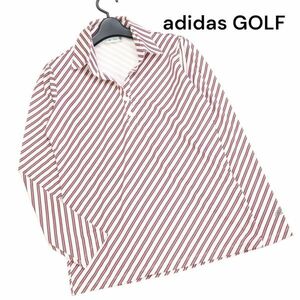 adidas GOLF アディダス ゴルフ 通年 ストライプ♪ 長袖 ストレッチ ポロシャツ Sz.OT/XG　レディース 大きいサイズ　K3T00288_9#C