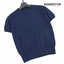 MARIED'OR マリードール 秋冬 カシミヤ100%♪ 半袖 ニット セーター Sz.S位　レディース ネイビー　K3T00275_8#K_画像1