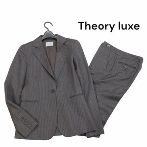 Theory luxe セオリー リュクス 通年♪ ストライプ 1B ジャケット & フレア パンツ セットアップ スーツ Sz.38　レディース　K3T00323_9#O