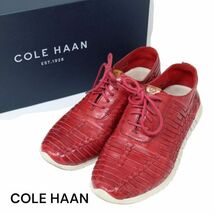 COLE HAAN コールハーン W04663 【ZEROGRAND HRCH OXFRD】 編み込み レザー シューズ Sz.5 1/2B　レディース 赤　K3G00011_9#U_画像1