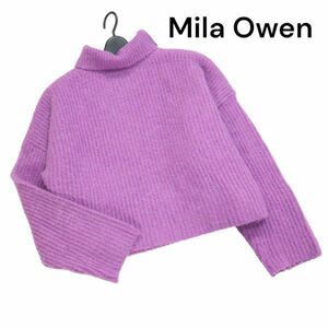 Mila Owen ミラオーウェン 秋冬 アルパカ混 両畦ボリューム♪ 短丈 タートルネック ニット セーター Sz.1　レディース　K3T00308_9#K