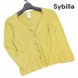 Sybilla シビラ 通年 衿レース♪ シルク100% ニット カーディガン Sz.L　レディース　K3T00370_9#O