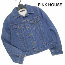 PINK HOUSE ピンクハウス 裏地 花柄使い♪ 通年 トラッカー デニム ジャケット Gジャン Sz.M　レディース　K3T00373_9#O_画像1